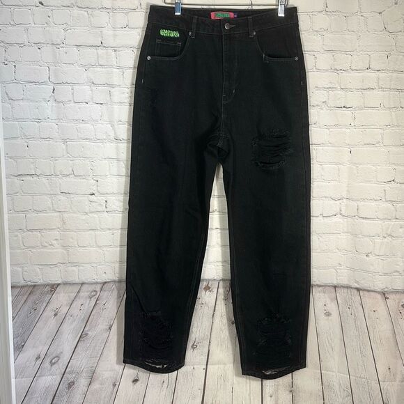 Empyre Jeans Womens 10 Black Skate Loose Fit Baggy Pants Distressed - Picture 1 of 11